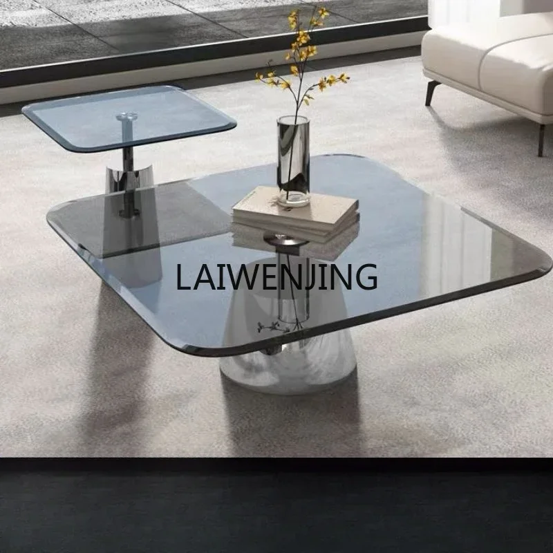 HLZ minimalist tempered glass coffee table silver stainless steel home living room
HLZ minimalist tempered glass coffee table silver stainless steel home living room