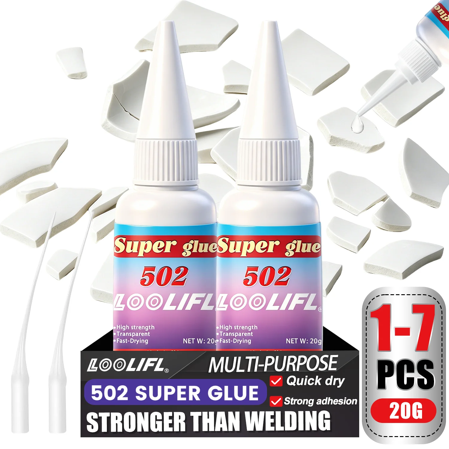 502 Super Glue Multi-purpose Fast Drying Strong Adhesive Cyanoacrylate Instant Bond used for Metal Ceramic Glass DIY Repair Tool
502 Super Glue Multi-purpose Fast Drying Strong Adhesive Cyanoacrylate Instant Bond used for Metal Ceramic Glass DIY Repair Tool
