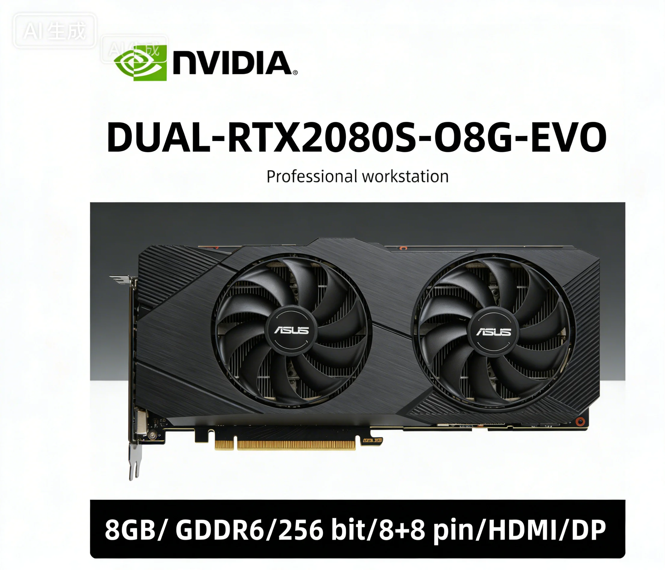 ASUS NVIDIA RTX 2080 SUPER GPU DUAL-RTX2080S-O8G-EVO 8GB GDDR6 256bit graphics card Support PCI-E 3.0 HDMI DP 8pin+8pin turbofan
ASUS NVIDIA RTX 2080 SUPER GPU DUAL-RTX2080S-O8G-EVO 8GB GDDR6 256bit graphics card Support PCI-E 3.0 HDMI DP 8pin+8pin turbofan