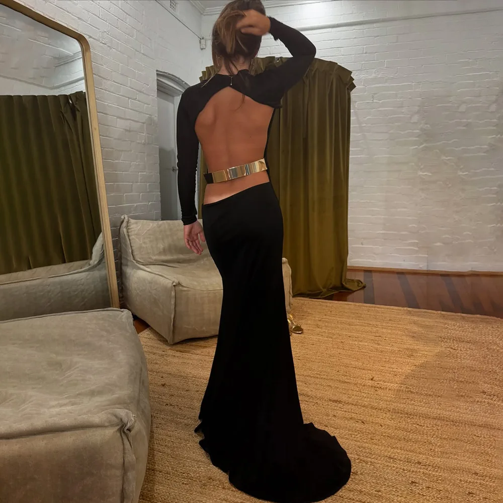 Women Backless Long Sleeve Sexy Maxi Dress Gown Elegant Half High Collar Club Party Long Dress
Women Backless Long Sleeve Sexy Maxi Dress Gown Elegant Half High Collar Club Party Long Dress