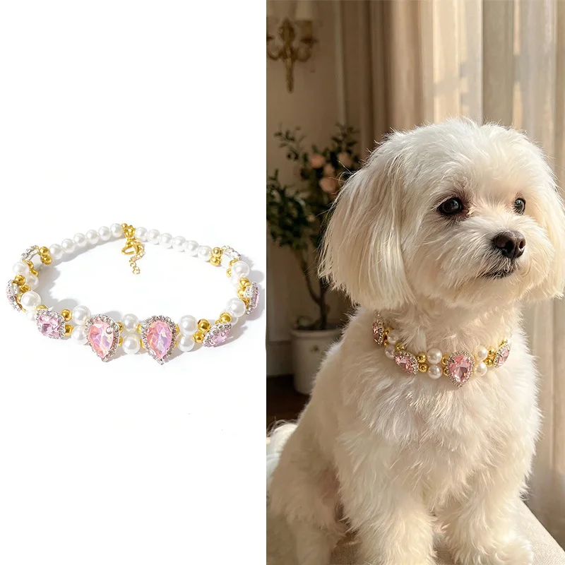 Original Design French Pink Zircon Pearl Necklace Gorgeous Elegant Style Pet Kitten Puppy Ornament Necklace Cat Accessories
Original Design French Pink Zircon Pearl Necklace Gorgeous Elegant Style Pet Kitten Puppy Ornament Necklace Cat Accessories