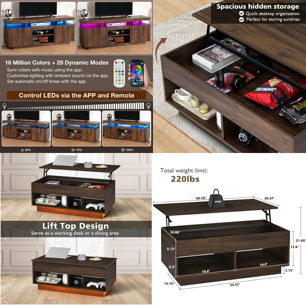 Комплект журнального столика и тумбы под телевизор из орехового дерева со светодиодной подсветкой, медиацентр для телевизоров до 70 дюймов, с местом для хранения и полками
Комплект журнального столика и тумбы под телевизор из орехового дерева со светодиодной подсветкой, медиацентр для телевизоров до 70 дюймов, с местом для хранения и полками