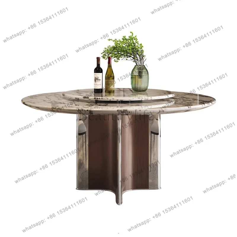 Italian light luxury dining table luxury stone household marble round table with turntable
Italian light luxury dining table luxury stone household marble round table with turntable