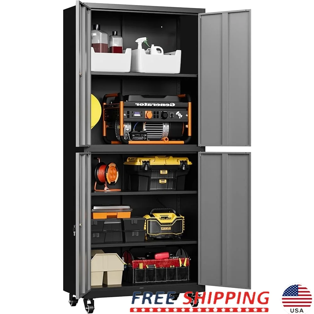 Rolling Metal Storage Cabinet with Lockable Doors Adjustable Shelves Garage Tool Organizer with Wheels Utility Storage Solution
Rolling Metal Storage Cabinet with Lockable Doors Adjustable Shelves Garage Tool Organizer with Wheels Utility Storage Solution