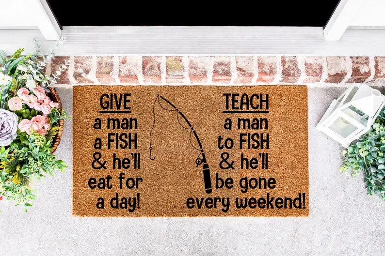 Teach A Man to Fish Doormat Fishing Lake House Decoe Welcome Doormat Funny Customized Text Words Coir Doormat Housewarming Gifts
Teach A Man to Fish Doormat Fishing Lake House Decoe Welcome Doormat Funny Customized Text Words Coir Doormat Housewarming Gifts