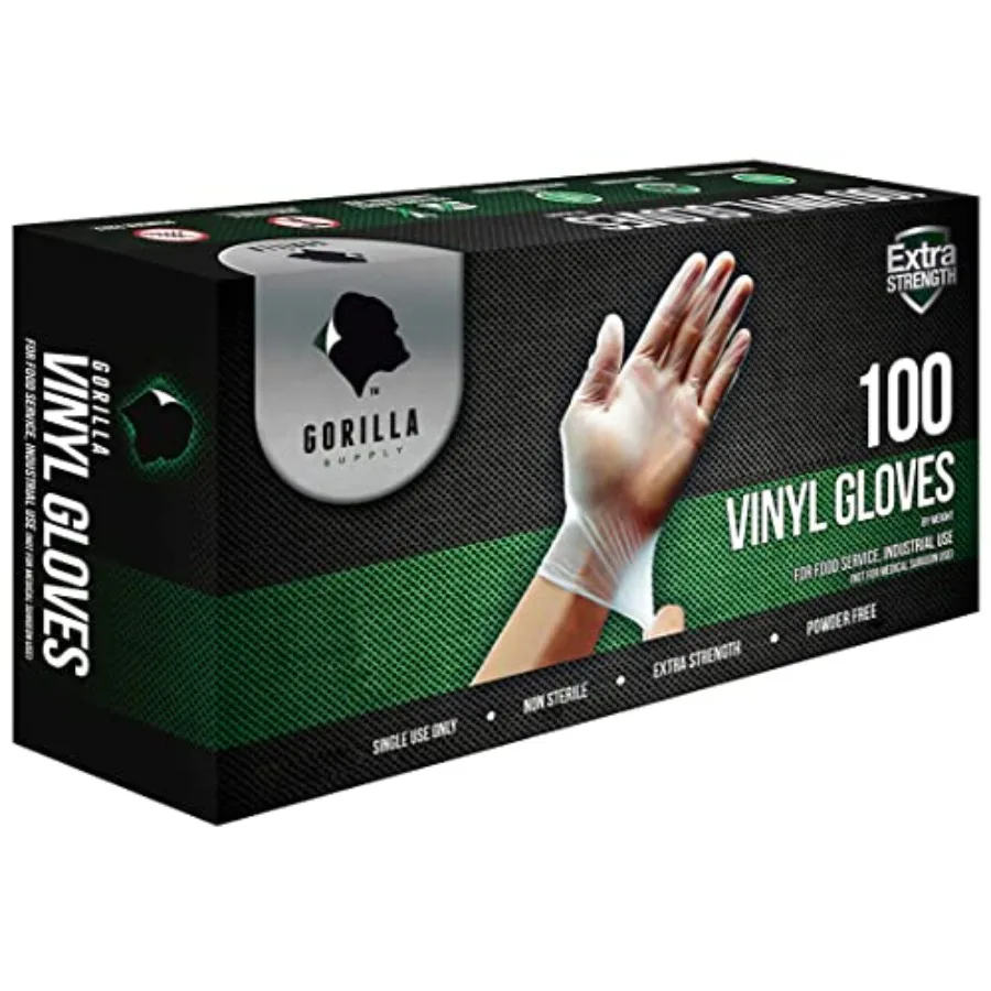 GORILLA SUPPLY Disposable Heavy Duty Vinyl Gloves Latex and Powder Free, BPA Free Food Safe,,, 0, S, M, L, XL
GORILLA SUPPLY Disposable Heavy Duty Vinyl Gloves Latex and Powder Free, BPA Free Food Safe,,, 0, S, M, L, XL