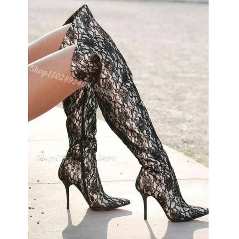 Air Mesh Lace Over Knee Boots Pointed Toe Side Zipper Stiletto Heels British Style Autumn Party Women Boots Zapatos Para Mujere
Air Mesh Lace Over Knee Boots Pointed Toe Side Zipper Stiletto Heels British Style Autumn Party Women Boots Zapatos Para Mujere