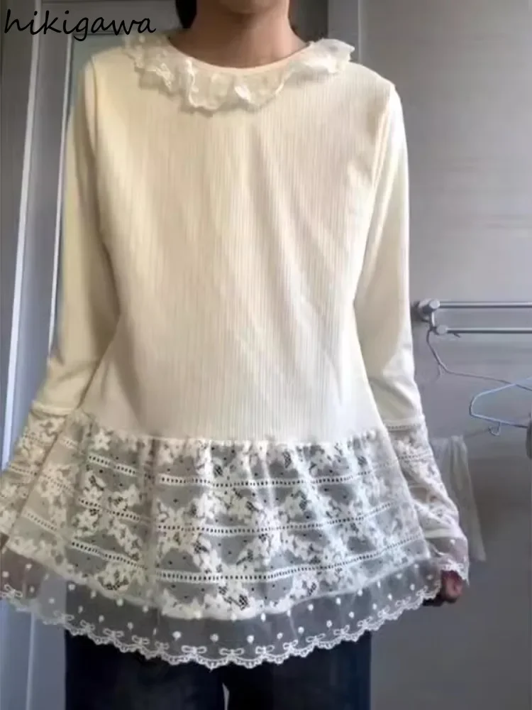 2025 Ropa Mujer T Shirts Women's Patckwork Lace O-neck Long Sleeve Tees Fashion Sweet Tshirts Loose Vintage Korean T-shirt Tops
2025 Ropa Mujer T Shirts Women's Patckwork Lace O-neck Long Sleeve Tees Fashion Sweet Tshirts Loose Vintage Korean T-shirt Tops