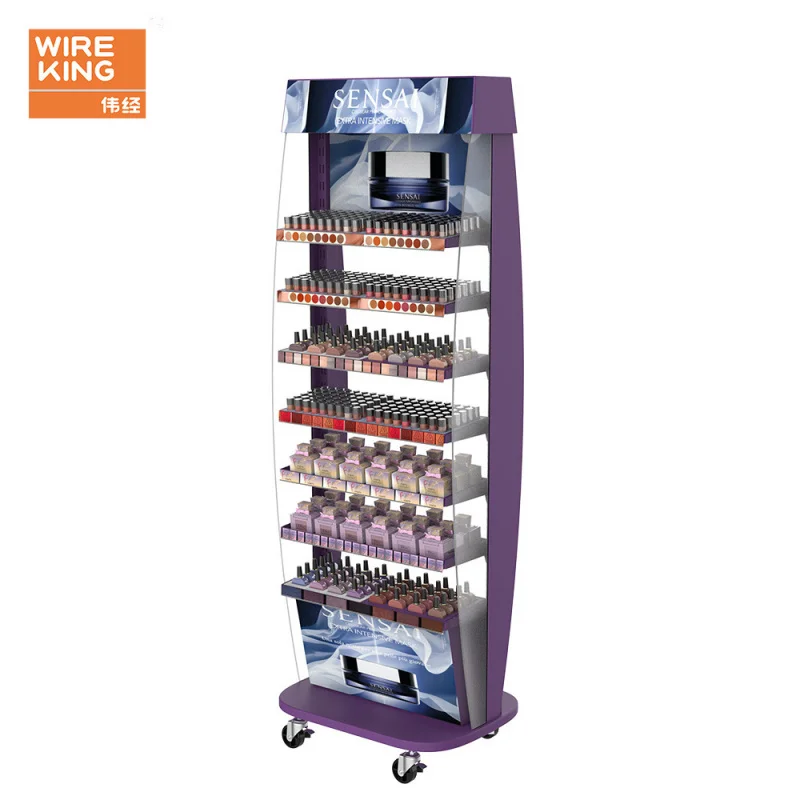 Custom Factory Custom Makeup Display Stand with Wheels Rotating Display Rack Skincare Lipstick Shelf Beauty Store Display Stand
Custom Factory Custom Makeup Display Stand with Wheels Rotating Display Rack Skincare Lipstick Shelf Beauty Store Display Stand