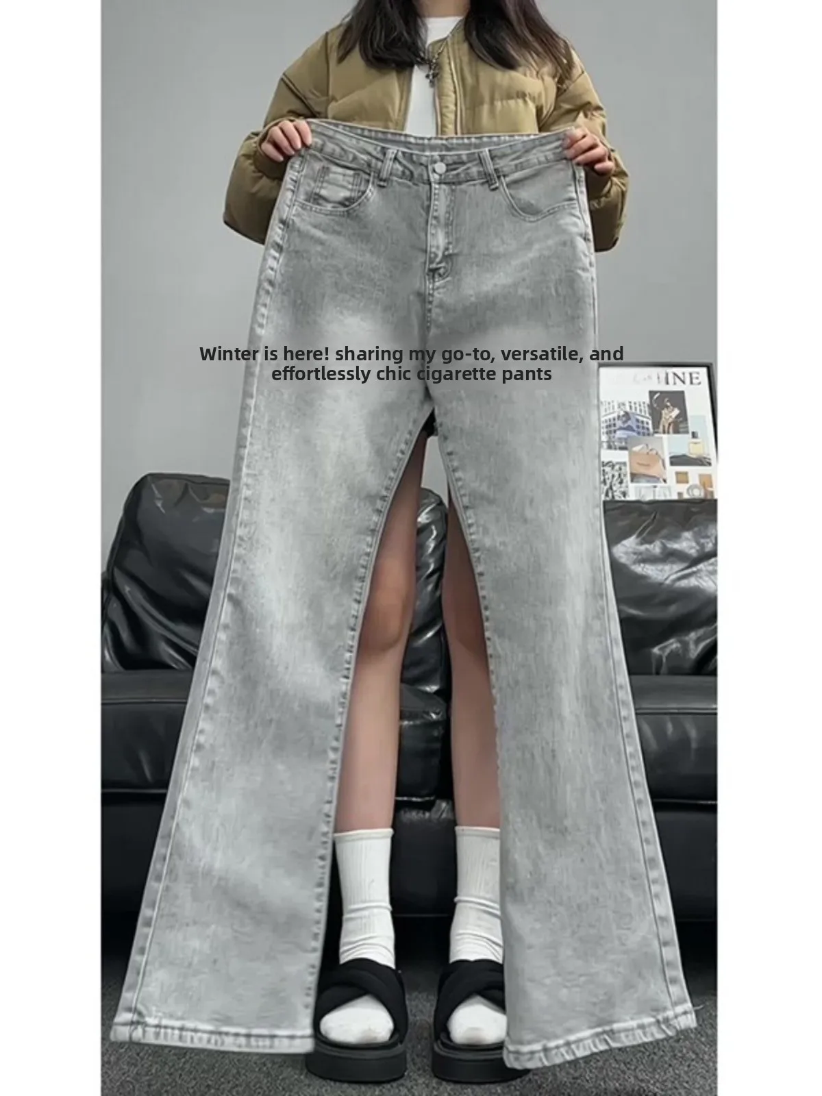 Retro American Vibe Men's Fleece Lined Slim Fit Straight Leg Jeans Smoke Grey High Street Autumn Winter Denim Trendy Youth Wear
Retro American Vibe Men's Fleece Lined Slim Fit Straight Leg Jeans Smoke Grey High Street Autumn Winter Denim Trendy Youth Wear