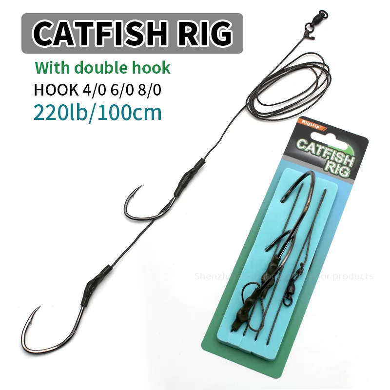 Fishing Catfish Rig for Catfishing With Treble Hook And Rattle Swivel With Solid Ring Accessories Tackle Tool 100cm/220lb
Fishing Catfish Rig for Catfishing With Treble Hook And Rattle Swivel With Solid Ring Accessories Tackle Tool 100cm/220lb