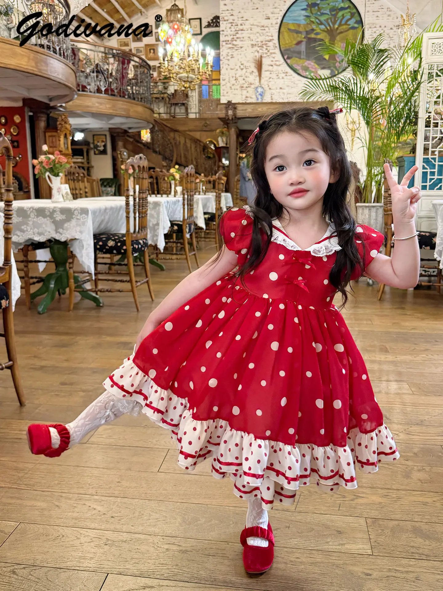 Sweet Baby Girls Cute Polka Dot Red Princess Dress Kids Summer New Bow Puff Sleeve Lace Doll Collar High Waist Ruffle Trim Dress
Sweet Baby Girls Cute Polka Dot Red Princess Dress Kids Summer New Bow Puff Sleeve Lace Doll Collar High Waist Ruffle Trim Dress