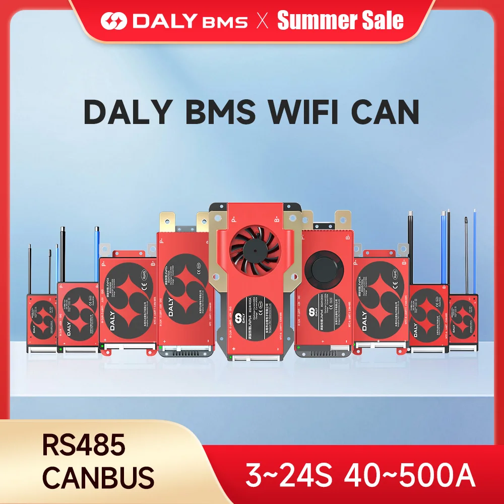 Daly Smart BMS with WIFI Module LiFePo4 8S 24V 16S 48V Li-ion 13S 14S 48V 16S 17S 60V 20S 72V with CAN for Home Energy Storage
Daly Smart BMS with WIFI Module LiFePo4 8S 24V 16S 48V Li-ion 13S 14S 48V 16S 17S 60V 20S 72V with CAN for Home Energy Storage