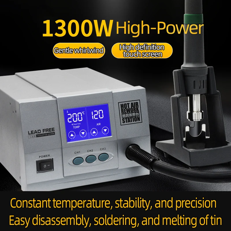 NEW 861X 1300W Ultra-High-Power Lead-free Adjustale Hot Air Gun Rework Station Soldering 1300W 220V For Phone CPU Chip Repair
NEW 861X 1300W Ultra-High-Power Lead-free Adjustale Hot Air Gun Rework Station Soldering 1300W 220V For Phone CPU Chip Repair