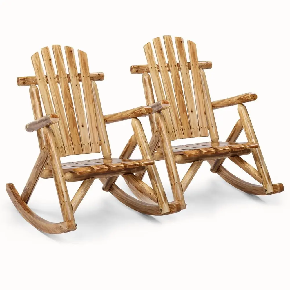 Wooden Rocking Chair Set of 2, Fir Log Adirondack Rocker, Outdoor Wood Accent Furniture Lounge Chairs for Garden Patio Backyard
Wooden Rocking Chair Set of 2, Fir Log Adirondack Rocker, Outdoor Wood Accent Furniture Lounge Chairs for Garden Patio Backyard