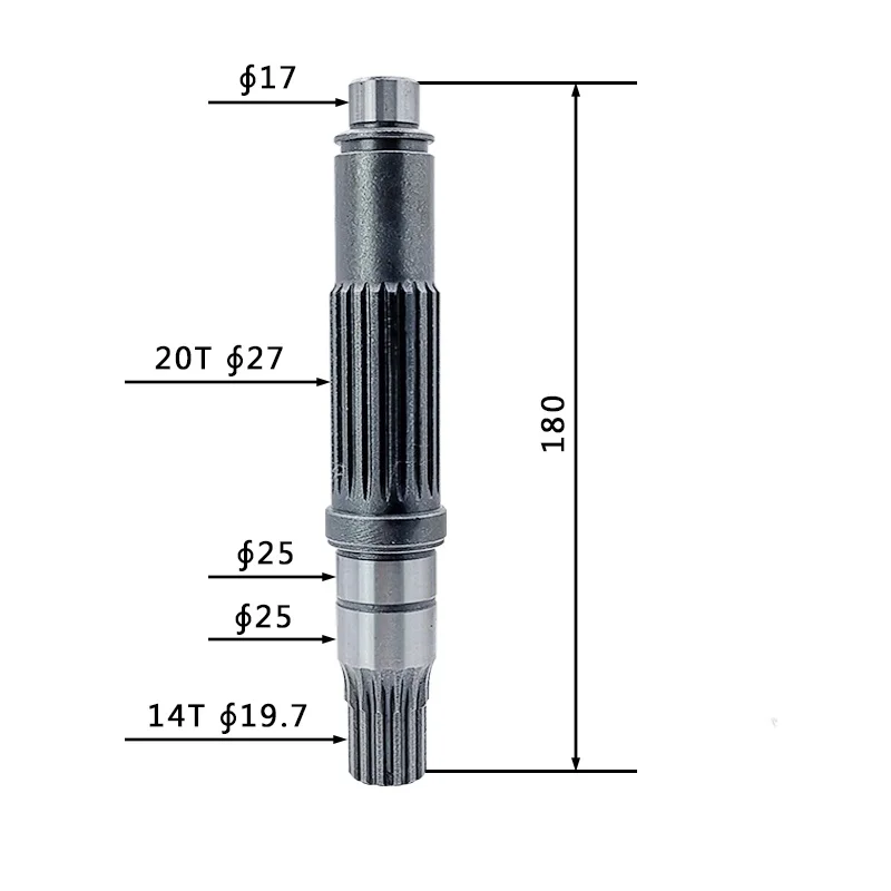 Suitable for Kato HD512E and Lovol FR150 excavator travel motor gear pump shaft/motor shaft 14/20 teeth
Suitable for Kato HD512E and Lovol FR150 excavator travel motor gear pump shaft/motor shaft 14/20 teeth