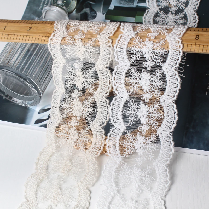 14yards White Cotton Thread Embroidered + Mesh Lace Ribbon Fabric Trimmings Garment Clothing DIY Handmade Sewing Accessories
14yards White Cotton Thread Embroidered + Mesh Lace Ribbon Fabric Trimmings Garment Clothing DIY Handmade Sewing Accessories