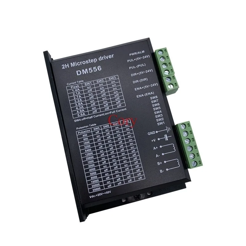 Драйвер для микрошагового двигателя DM556, цифровой двухфазный 5,6 А, для 57 86 NEMA23 NEMA34, контроллер шагового двигателя 10-55 Гц/0,15 мм, 1 шт.
Драйвер для микрошагового двигателя DM556, цифровой двухфазный 5,6 А, для 57 86 NEMA23 NEMA34, контроллер шагового двигателя 10-55 Гц/0,15 мм, 1 шт.