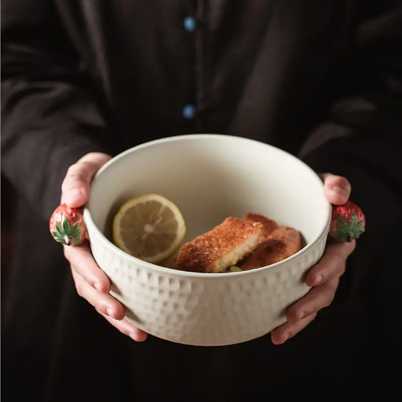 Creative Salad Bowl Ceramic Fruit Salad Plate Large Capacity Noodle Bowl Fruit Handle Soup Bowl Household Instant Noodle Bowl
Creative Salad Bowl Ceramic Fruit Salad Plate Large Capacity Noodle Bowl Fruit Handle Soup Bowl Household Instant Noodle Bowl