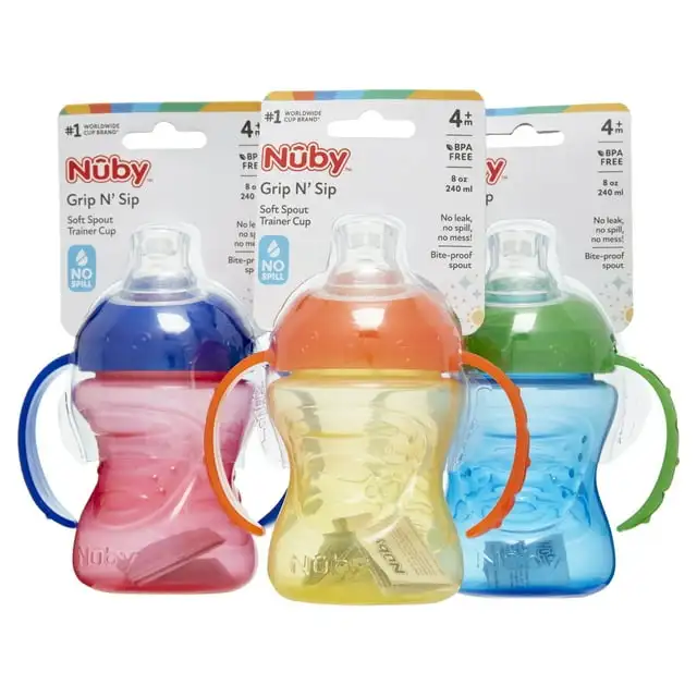 Nuby No-Spill Grip N' Sip Taza de Entrenador de Pico Suave, 8 жидких унций, 3 Unidades
Nuby No-Spill Grip N' Sip Taza de Entrenador de Pico Suave, 8 жидких унций, 3 Unidades