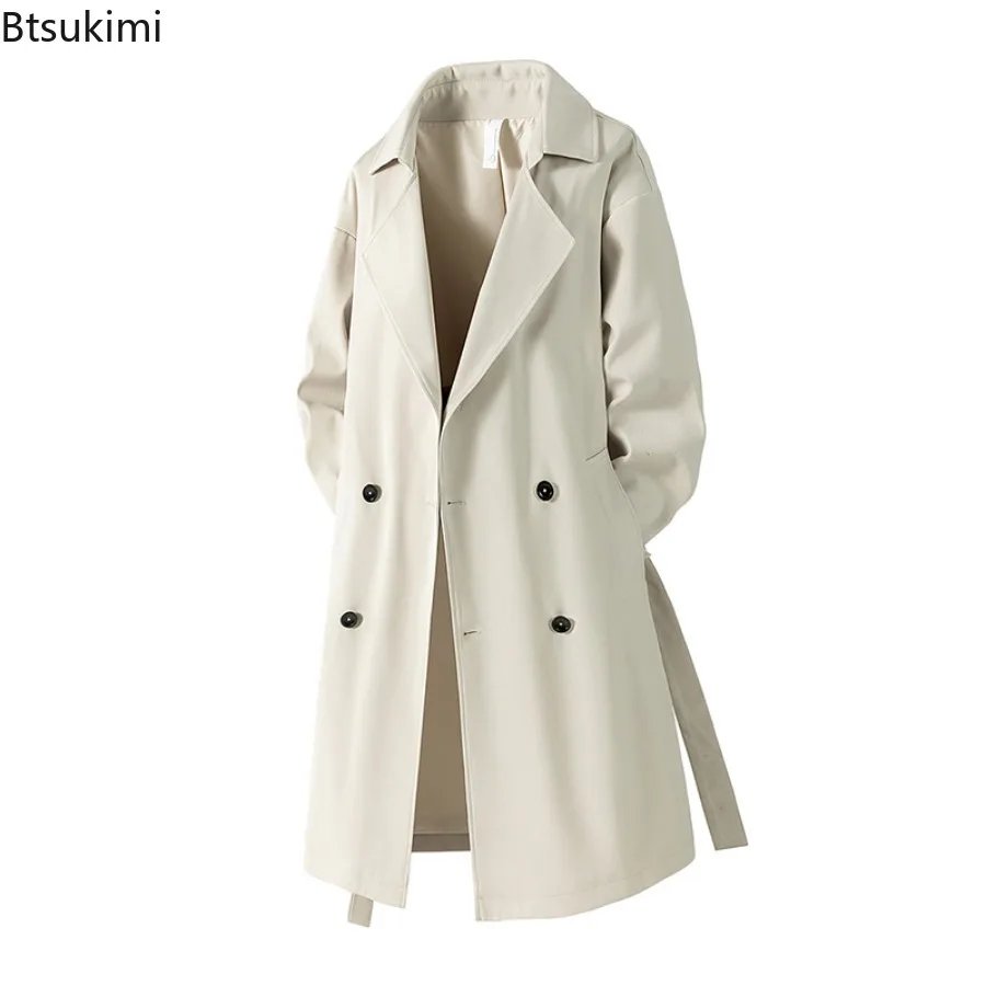 Новые мужские длинные плащи, модные двубортные пальто с лацканами, весенне-осенние мужские пальто для отдыха, универсальные ветровки, куртки 
Новые мужские длинные плащи, модные двубортные пальто с лацканами, весенне-осенние мужские пальто для отдыха, универсальные ветровки, куртки