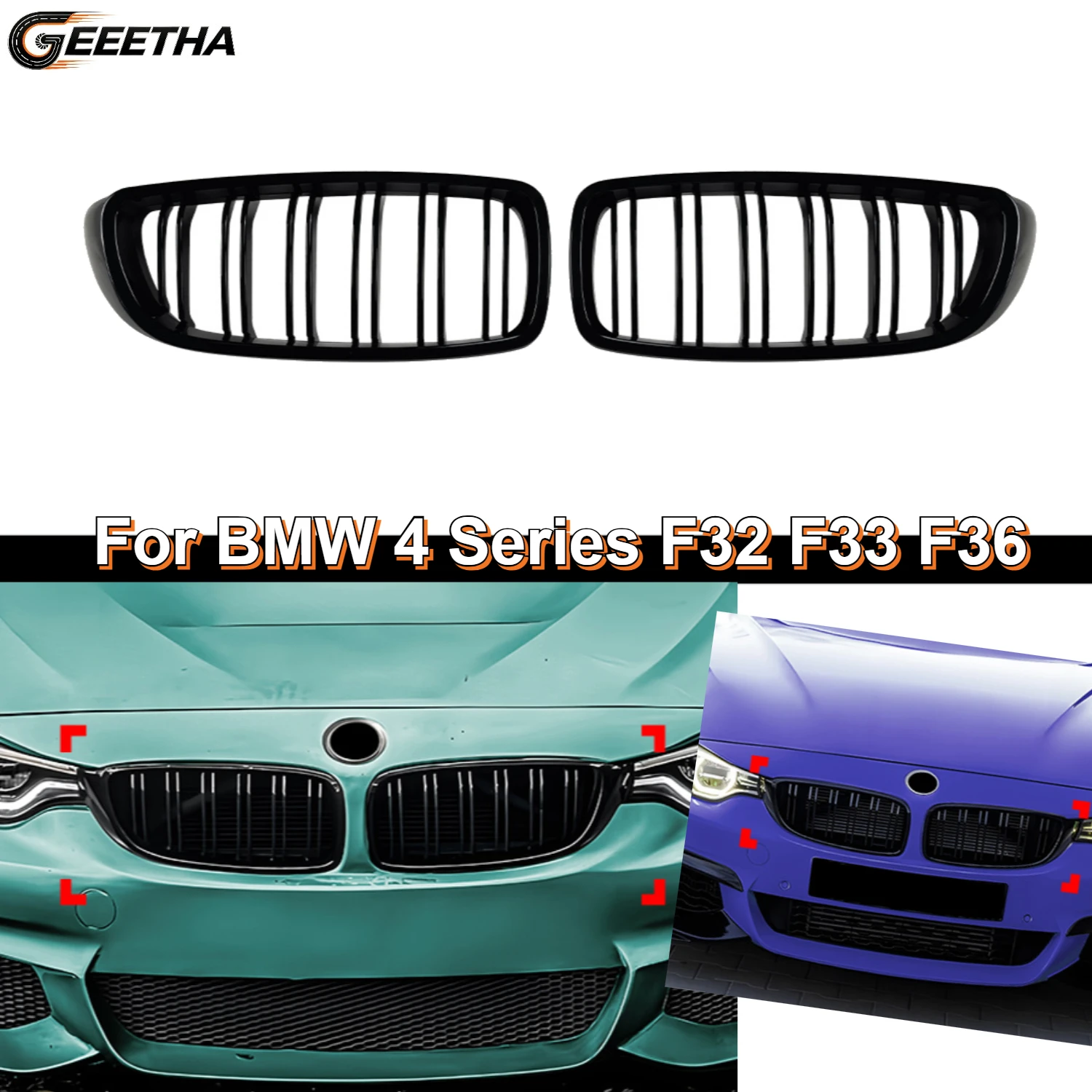 For BMW 4 Series F32 F33 F36 M3 F80 M4 F82 Car Front Bumper Grille Racing Grill 12-18 Dual-Slat Glossy Black Grilles Accessories
For BMW 4 Series F32 F33 F36 M3 F80 M4 F82 Car Front Bumper Grille Racing Grill 12-18 Dual-Slat Glossy Black Grilles Accessories