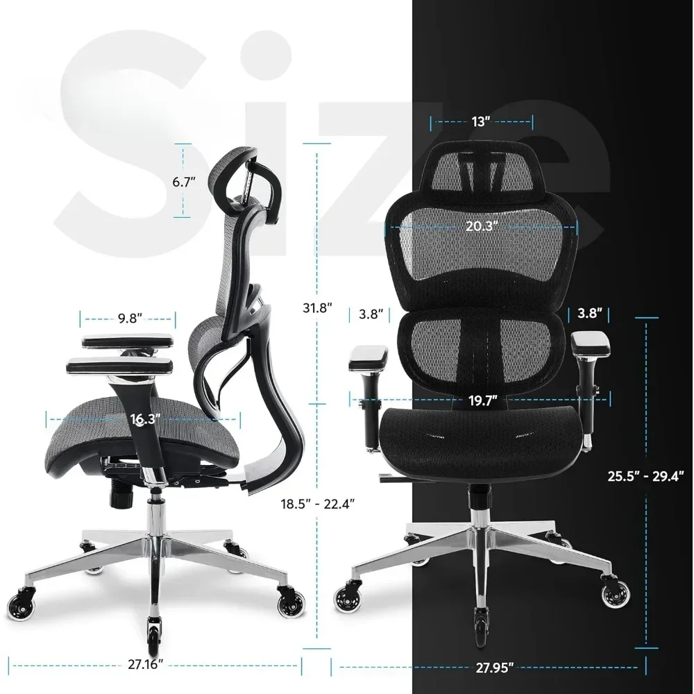 A Ergonomic Office Chair, Rolling Desk Chair with 4D Adjustable Armrest, 3D Lumbar Support, Blade Wheels, Mesh Compu
A Ergonomic Office Chair, Rolling Desk Chair with 4D Adjustable Armrest, 3D Lumbar Support, Blade Wheels, Mesh Compu