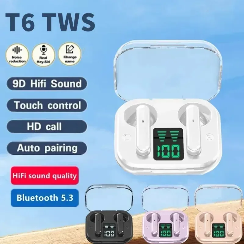 T6 TWS Bluetooth Earphones 5.3 Wireless Bluetooth Headset Noise Cancelling Headset With Microphone Headphones For iPhone Xiaomi
T6 TWS Bluetooth Earphones 5.3 Wireless Bluetooth Headset Noise Cancelling Headset With Microphone Headphones For iPhone Xiaomi