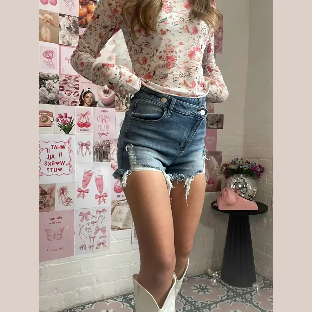 Women Cross Wrap High Waist Denim Shorts Irregular Frayed Raw Hem Distressed Jean Shorts Summer Curvy Fit Hot Short Pants
Women Cross Wrap High Waist Denim Shorts Irregular Frayed Raw Hem Distressed Jean Shorts Summer Curvy Fit Hot Short Pants