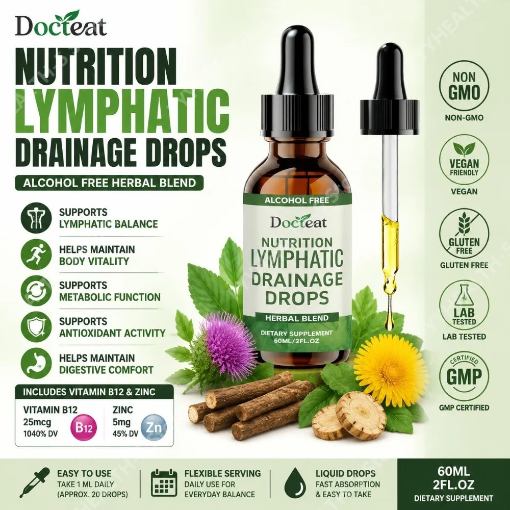 Docteat Lymphatic Drainage Drops Alcohol-Free Blend Supports Lymphatic Balance and Vitality with Vitamin B12 and Zinc 60 Ml
Docteat Lymphatic Drainage Drops Alcohol-Free Blend Supports Lymphatic Balance and Vitality with Vitamin B12 and Zinc 60 Ml