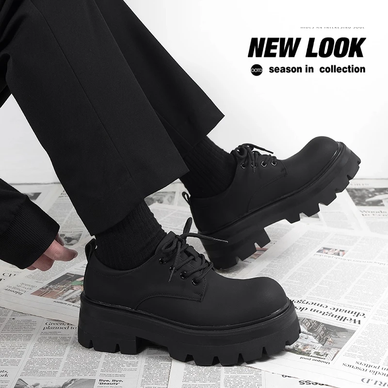 Men's Shoes Thick Bottom Heightening Casual Black British Style Matte Leather Shoes Comfortable round Toe Rubber Sole
Men's Shoes Thick Bottom Heightening Casual Black British Style Matte Leather Shoes Comfortable round Toe Rubber Sole