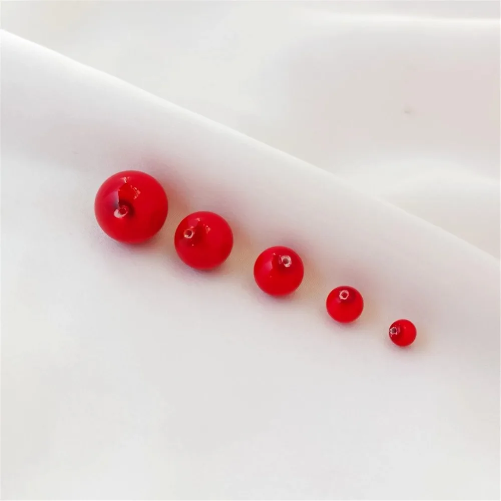 DIY Half-hole Red Shell Beads Hand-inlaid Loose Beads Shell Electroplated Red Round Beads Self-made Earrings Jewelry Materials 
DIY Half-hole Red Shell Beads Hand-inlaid Loose Beads Shell Electroplated Red Round Beads Self-made Earrings Jewelry Materials
