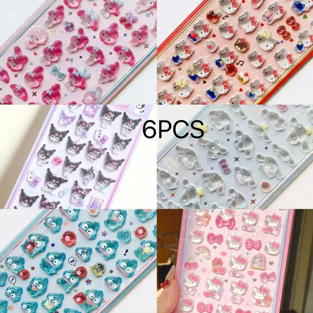 Cute Anime Hellokitty Kuromi Cinnamoroll 3D Sanrio Stickers Transparent Jelly Crystal Decorative Sticker Phone Case DIY Kids Toy
Cute Anime Hellokitty Kuromi Cinnamoroll 3D Sanrio Stickers Transparent Jelly Crystal Decorative Sticker Phone Case DIY Kids Toy