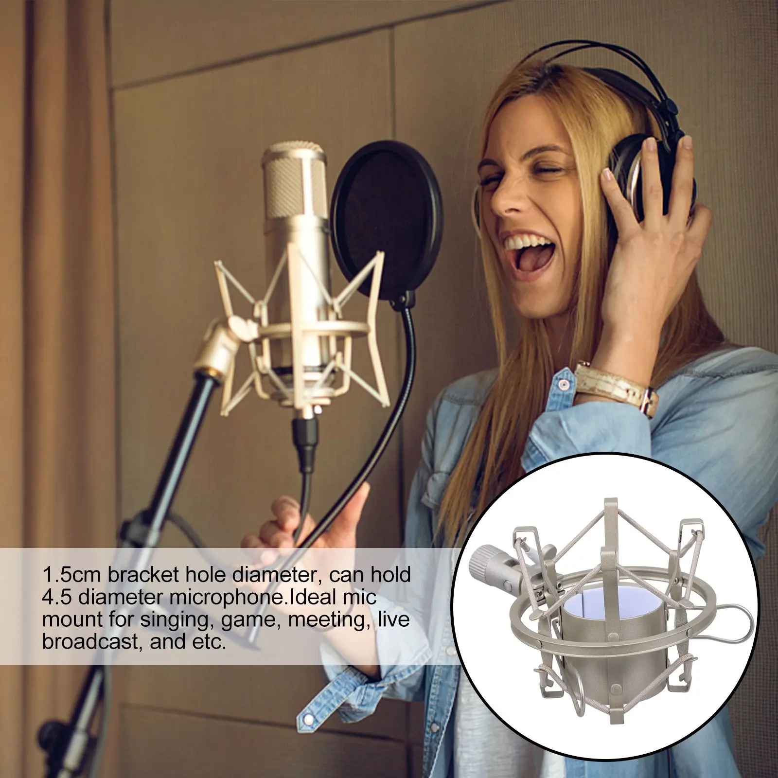 Microphone Shock Mount 1.5Cm Bracket Hole Diameter Alloy Anti-Vibration Holder For Condenser Mic Universal Mic Clip Mount
Microphone Shock Mount 1.5Cm Bracket Hole Diameter Alloy Anti-Vibration Holder For Condenser Mic Universal Mic Clip Mount