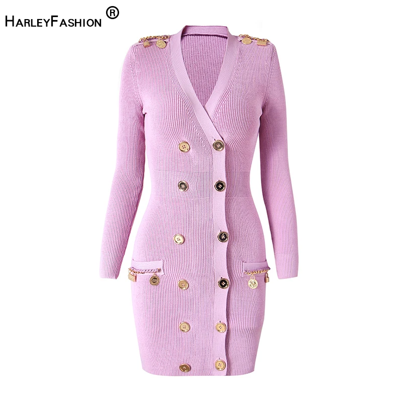 Gorgeous Designing Sexy V-neck Luxury Gold Metal Chain Sweater Knitting Women Violet Color Slit Fit Street Dress
Gorgeous Designing Sexy V-neck Luxury Gold Metal Chain Sweater Knitting Women Violet Color Slit Fit Street Dress