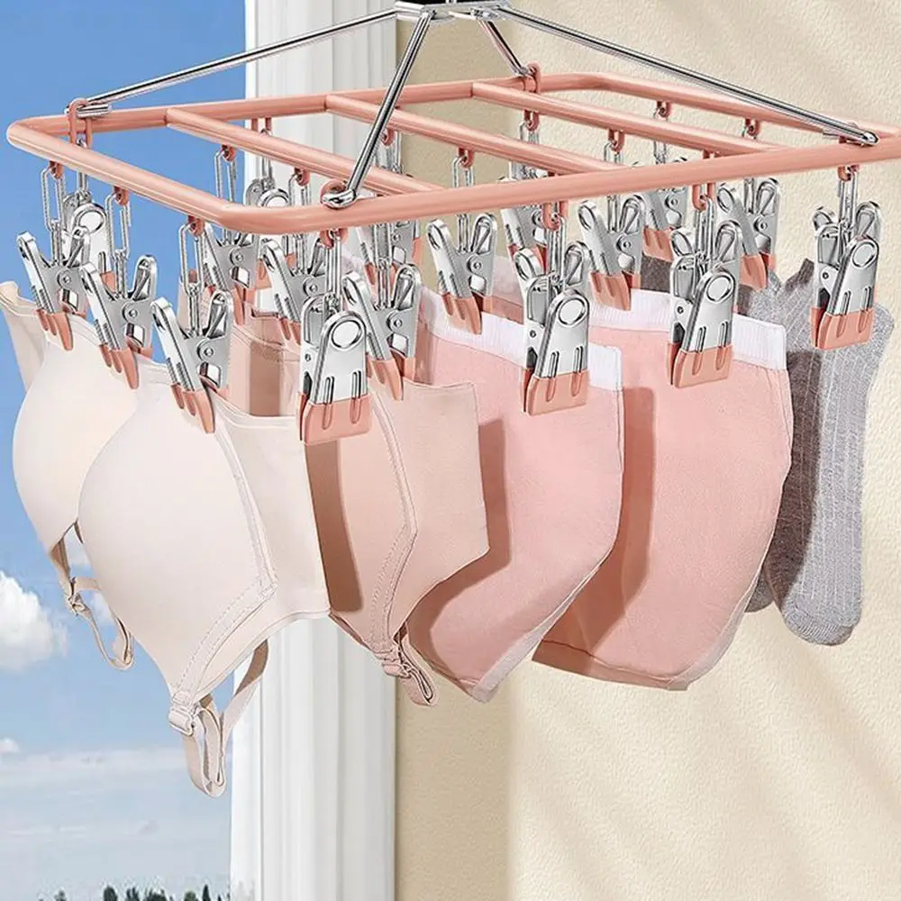  Сушилка для белья из нержавеющей стали на 18/24 прищепки Ветрозащитные зажимы для носков и нижнего белья, нескользящая компактная вешалка для головных уборов
Сушилка для белья из нержавеющей стали на 18/24 прищепки Ветрозащитные зажимы для носков и нижнего белья, нескользящая компактная вешалка для головных уборов