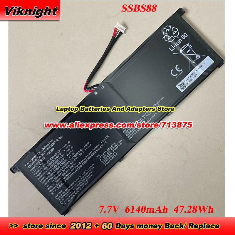 SSBS88 Battery 7.7V 6140mAh 47.28Wh Battery
SSBS88 Battery 7.7V 6140mAh 47.28Wh Battery