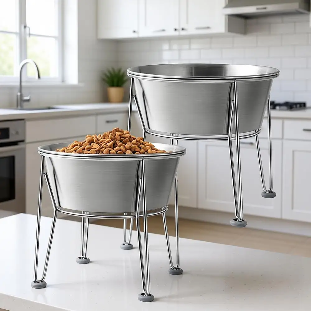 Elevated Dog Bowls - Stainless Steel 64oz/8 Cup Raised Feeder with Non-Slip Base, Dual Food & Water Bowls 2-Pack
Elevated Dog Bowls - Stainless Steel 64oz/8 Cup Raised Feeder with Non-Slip Base, Dual Food & Water Bowls 2-Pack