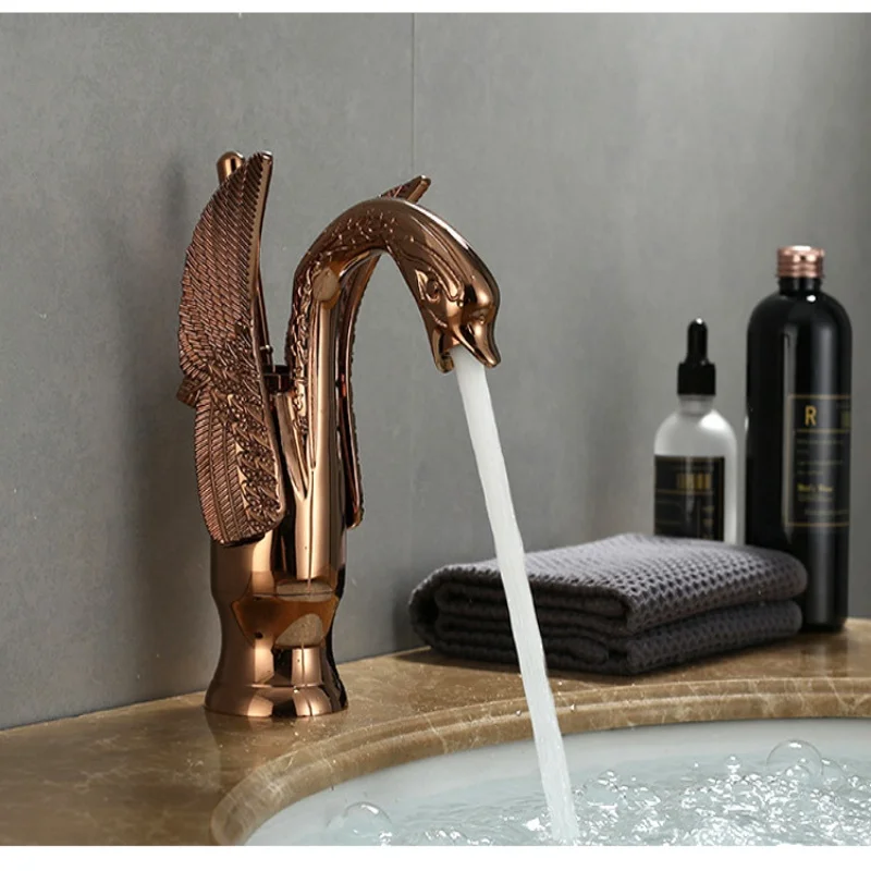 Little swan-shaped Rose Gold bathroom faucet copper basin faucet hot cold water faucet black sink faucet Antique waterfall Tap
Little swan-shaped Rose Gold bathroom faucet copper basin faucet hot cold water faucet black sink faucet Antique waterfall Tap
