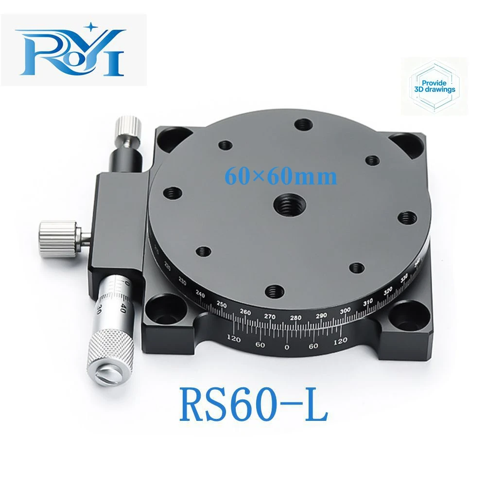 RS60‑L/RS60‑R 60mm R Axis Manual Rotary Stage 360Degree High Precision Optical Angle Adjustment Micrometer Rotary Slide Platform
RS60‑L/RS60‑R 60mm R Axis Manual Rotary Stage 360Degree High Precision Optical Angle Adjustment Micrometer Rotary Slide Platform