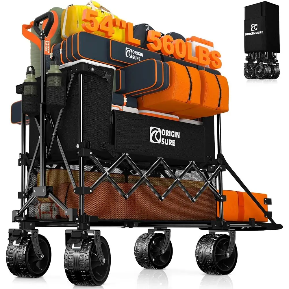 400L Double Decker Wagon Collapsible with 54" L Taiate, 560lbs Heavy Duty Wagons Carts oldable, Extra Large olding Beach Wagon w
400L Double Decker Wagon Collapsible with 54" L Taiate, 560lbs Heavy Duty Wagons Carts oldable, Extra Large olding Beach Wagon w