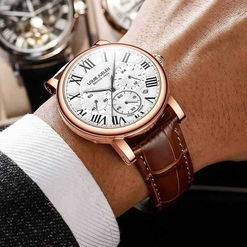 Fashion Men Watches Top Brand Luxury Genuine Leather Strap Quartz Watch Business Casual Date Chronograph Wristwatch
Fashion Men Watches Top Brand Luxury Genuine Leather Strap Quartz Watch Business Casual Date Chronograph Wristwatch