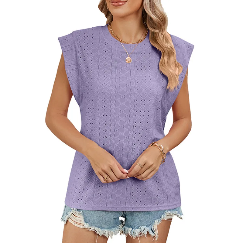 Summer Women's Solid Color Hollow Knitted Shirt Round Neck Sleeveless Beach Leisure Vacation Vest Casual Loose Pullover Tops
Summer Women's Solid Color Hollow Knitted Shirt Round Neck Sleeveless Beach Leisure Vacation Vest Casual Loose Pullover Tops