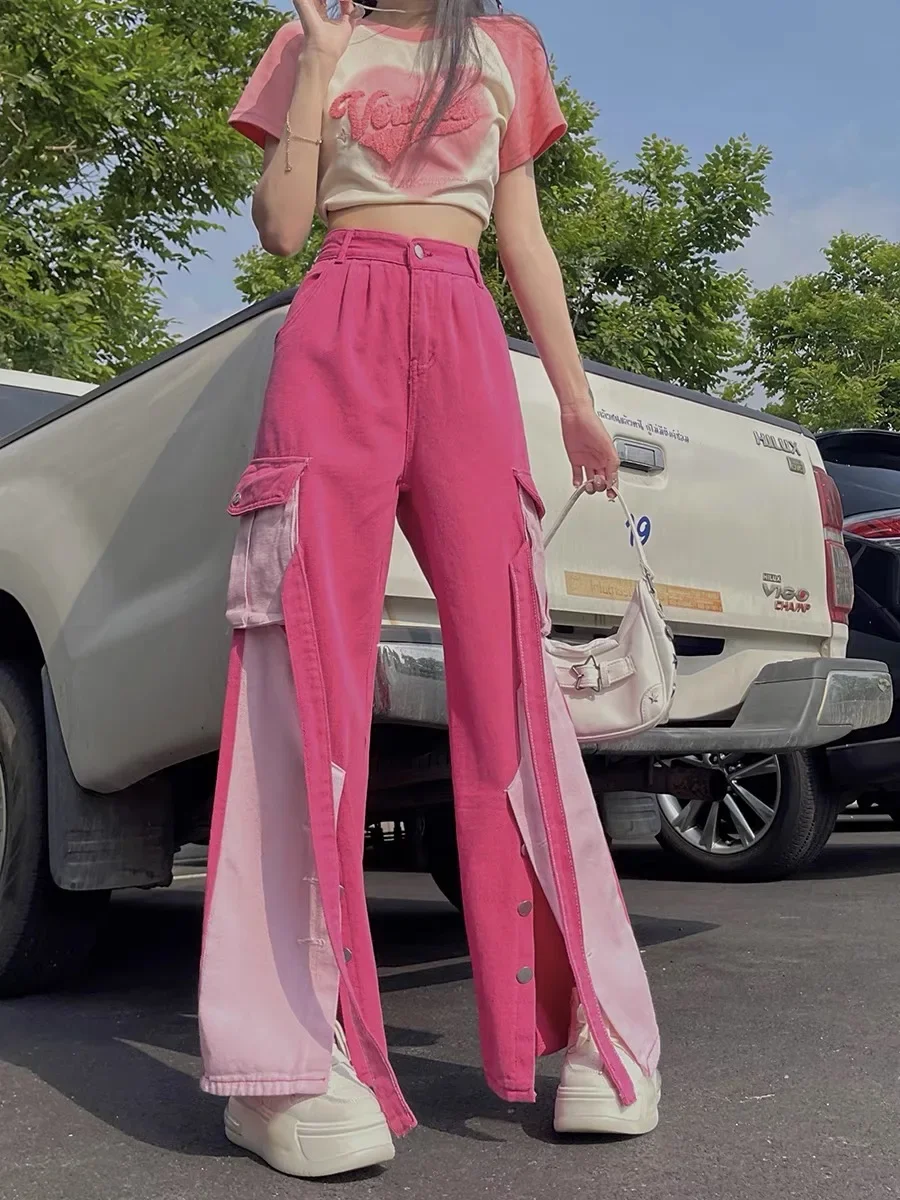 Pink Autumn Spell Color Straight Jeans New High Waist Sexy Y2k Casual Fashion Streetwear Chic Loose Female Cargo Pants Z159
Pink Autumn Spell Color Straight Jeans New High Waist Sexy Y2k Casual Fashion Streetwear Chic Loose Female Cargo Pants Z159