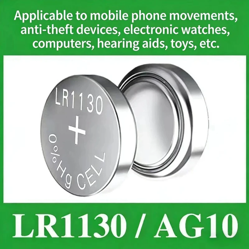 Genuine LR1130/AG10/LR44 1.5V Button Cell Batteries for Kids' Toys, Calculators and Electronic Watches
Genuine LR1130/AG10/LR44 1.5V Button Cell Batteries for Kids' Toys, Calculators and Electronic Watches