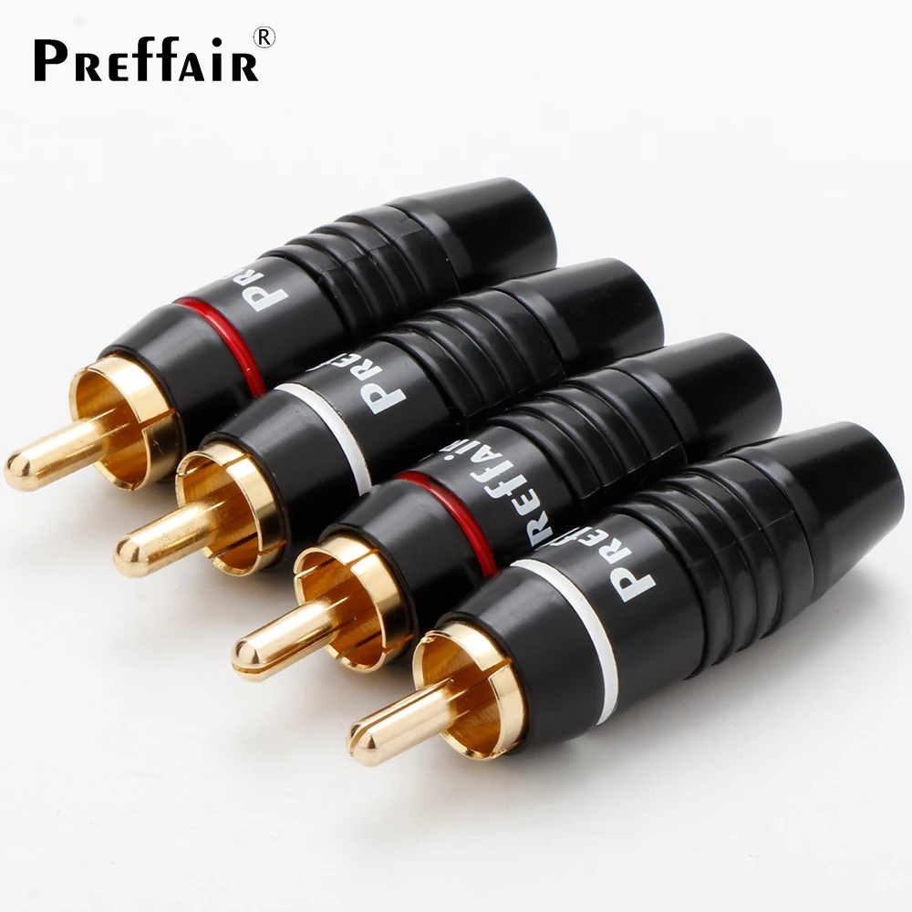 Preffair 4pcs 24K 24K gold plated Brass RCA Plug wire size up to 6mm Audio Cable Speaker For Hifi Video TV Connector Solder
Preffair 4pcs 24K 24K gold plated Brass RCA Plug wire size up to 6mm Audio Cable Speaker For Hifi Video TV Connector Solder