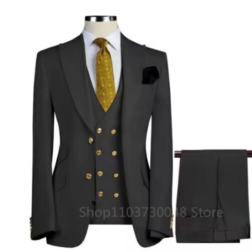 Prom Suits for Men Slim Fit Groom Wedding Tuxedos Peak Lapel Business Formal Party Male Blazer Vest Pants 3 Piece Costume Homme
Prom Suits for Men Slim Fit Groom Wedding Tuxedos Peak Lapel Business Formal Party Male Blazer Vest Pants 3 Piece Costume Homme