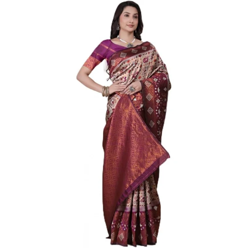 Patola Silk Saree for Women –Pink with Green Border & Zari Work
Patola Silk Saree for Women –Pink with Green Border & Zari Work