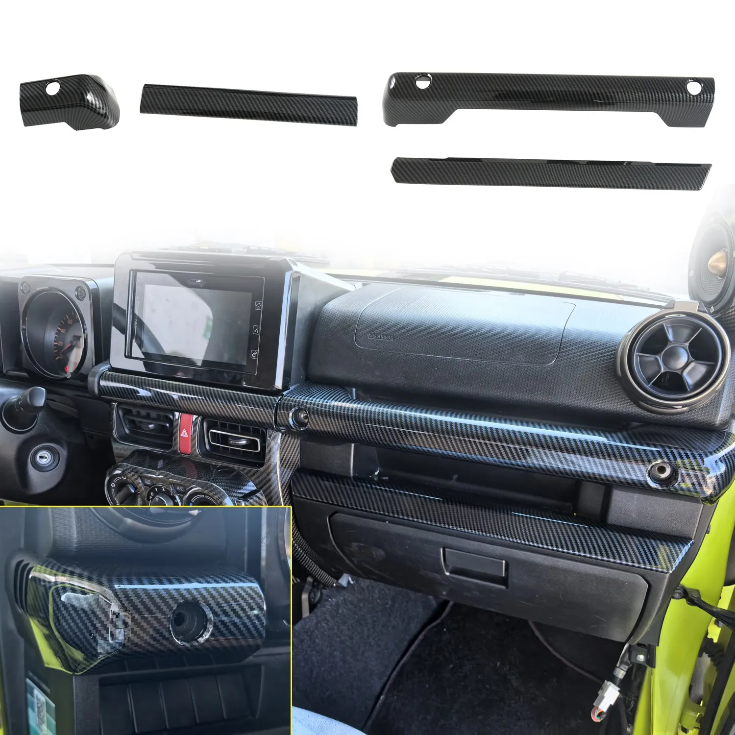 For Suzuki Jimny 2019-2025 Carbon Fiber Style Dashboard Trim Stickers 4PCS, Left Hand Drive Only
For Suzuki Jimny 2019-2025 Carbon Fiber Style Dashboard Trim Stickers 4PCS, Left Hand Drive Only