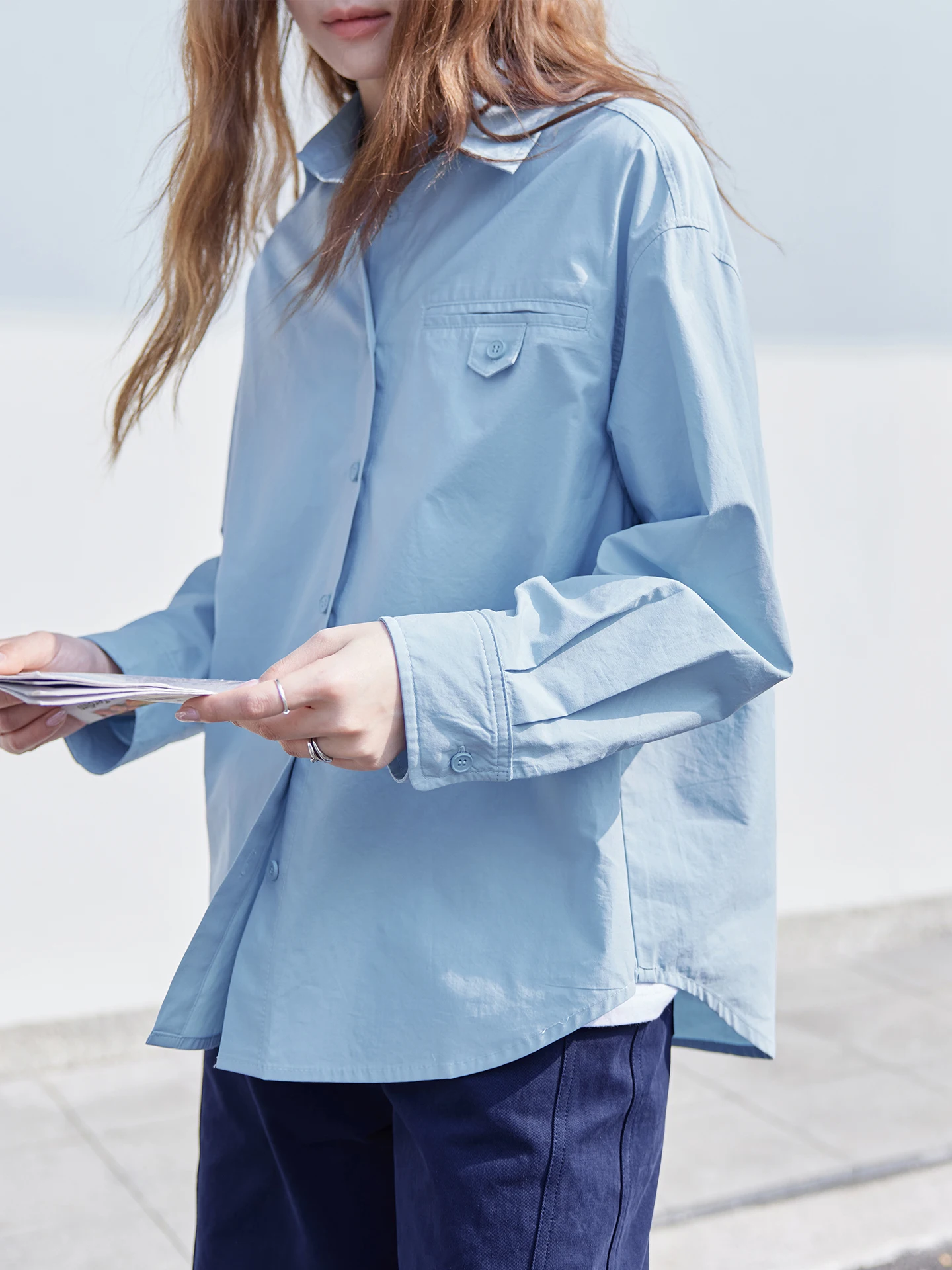 Momolife Blue Glass Simple Pure Cotton Long Sleeve Shirt Women's Casual Breathable Loose Shirt Spring Summer 2026
Momolife Blue Glass Simple Pure Cotton Long Sleeve Shirt Women's Casual Breathable Loose Shirt Spring Summer 2026